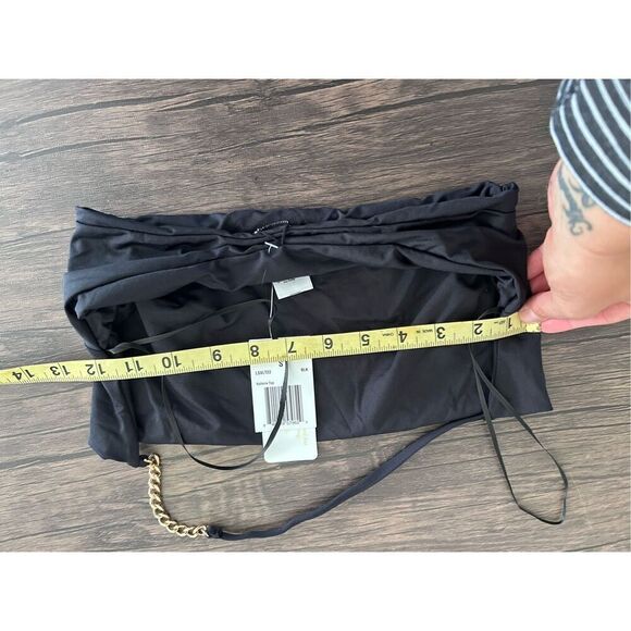 L*Space Halter Cowl Neck Gold Chain Accent Voltaire Bikini Top Black Small NWT - Picture 7 of 7